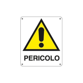 Segnaletica di Pericolo Pittogramma con Testo (Verticale)