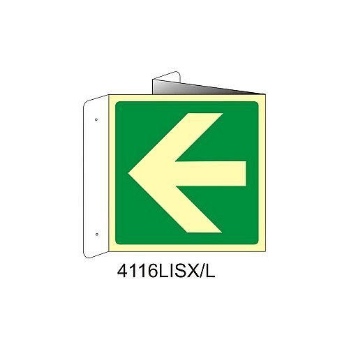 Direzione da seguire lato sinistro destro - Alluminio - B - 160x160mm - Bifacciale a Libro - Luminescente