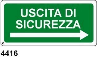 Uscita di Sicurezza destra - B - Alluminio 375x175 mm - Conf 10 pz.