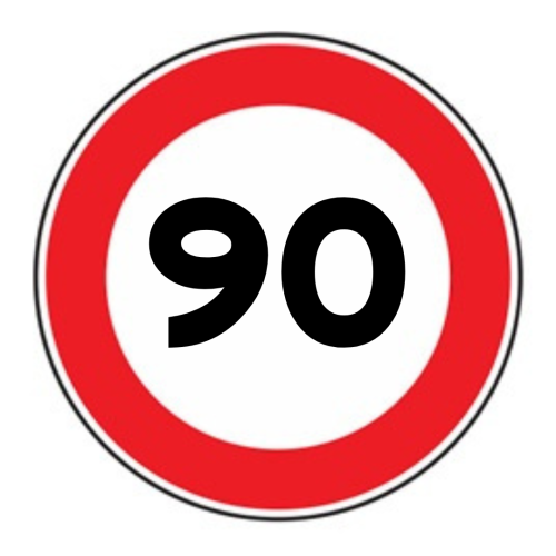 Limite massimo di velocità 90 km/h - C - Alluminio CL.1 90cm