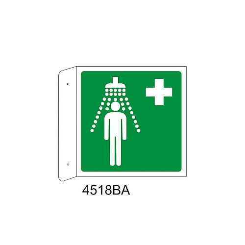 Doccia di emergenza - Alluminio - D - 370x370mm - Bifacciale a Bandiera - Non Luminescente