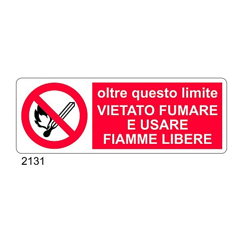 Oltre questo limite vietato fumare e usare fiamme libere - A - PVC adesivo 350x125 mm
