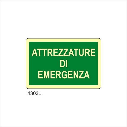 Attrezzature di emergenza Luminescente - A - Alluminio Luminescente - 300x200 mm - Conf 10 pz.