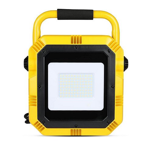 Faro LED da Cantiere Chip Samsung 50W Colore Giallo e Nero Cavo 3mt 6400K IP44 - Bianco freddo