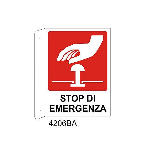 Stop di emergenza - Alluminio - C - 230x310mm - Bifacciale a Bandiera - Non Luminescente