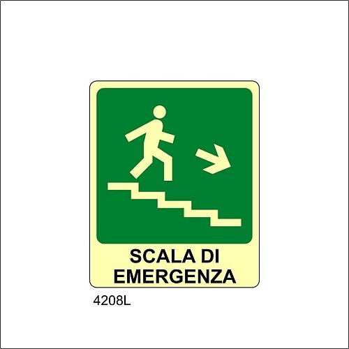 Scala di emergenza in basso a destra Luminescente
