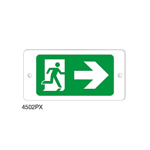 Uscita di emergenza a destra - Plexiglass - B - 240x120 mm - Monofacciale - 2 Fori