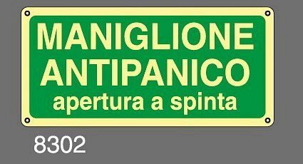 Maniglione Antipanico - A - PVC rigido Luminescente - 350x125 mm