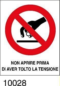 Divieto - non aprire prima di aver tolto la tensione - etichette - 25pz