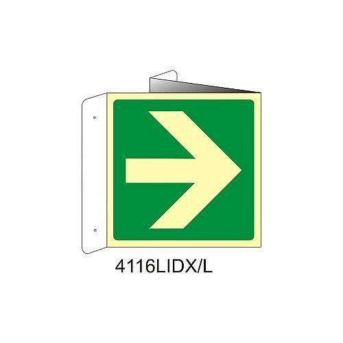 Direzione da seguire lato destro destro - Alluminio - D - 370x370mm - Bifacciale a Libro - Luminescente