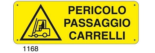 Pericolo passaggio carrelli - C - Alluminio 330x500 mm - Conf 10 pz.