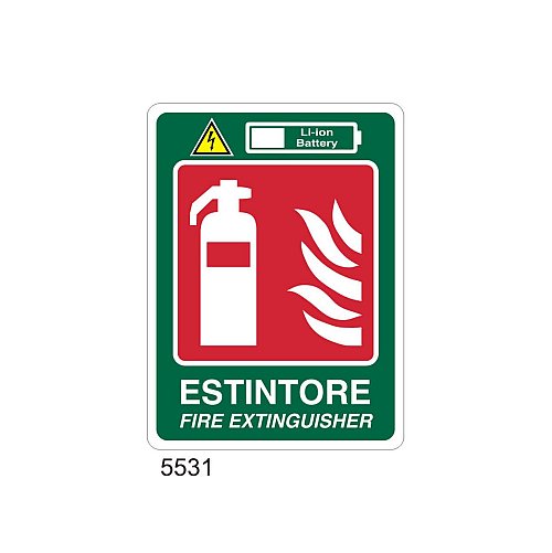 Cartello Estintore per Batterie al Litio - C - Alluminio 230x310 mm