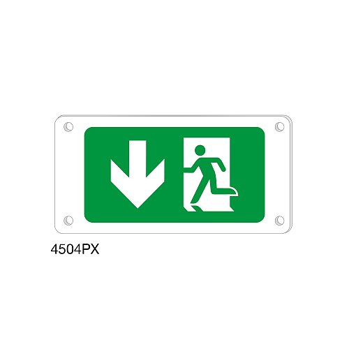 Uscita di emergenza in basso - Plexiglass - C - 320x160 mm - Monofacciale - 4 Fori