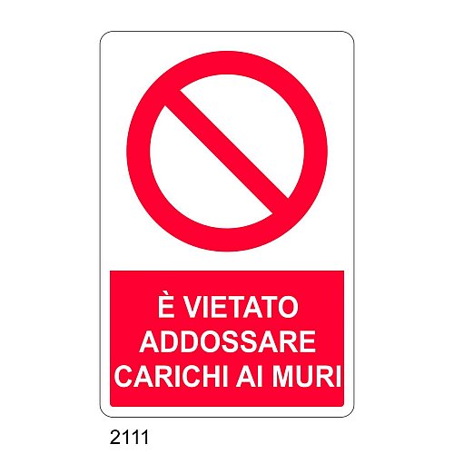 E' vietato addossare carichi ai muri - E - Alluminio 500x700 mm
