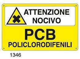 Attenzione nocivo-PCB policlorodifenili - A - Alluminio 500x330 mm - Conf 10 pz.