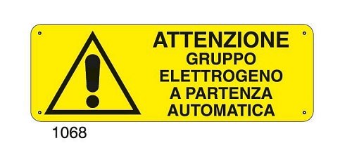 Attenzione gruppo elettrogeno a partenza automatica - D - Alluminio 1400x500 mm