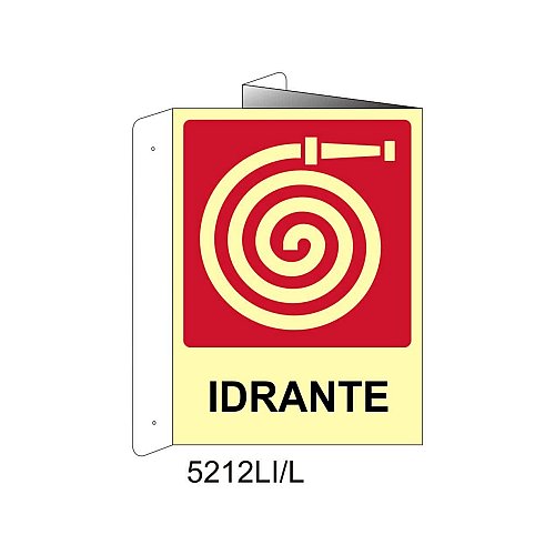 Idrante con testo - Alluminio - C - 230x310mm - Bifacciale a Libro - Luminescente