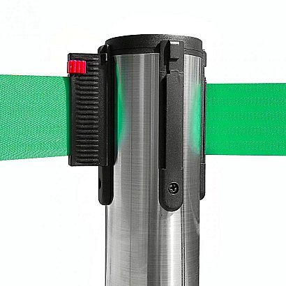 Colonnina con Nastro e Base da 15 kg in Acciaio Cromato Lucido - Colore Verde