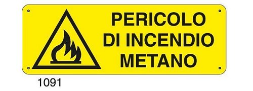 Pericolo di incendio metano - C - Alluminio 330x500 mm