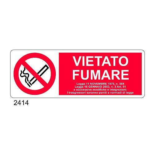 Vietato fumare - B - Alluminio 765x270 mm