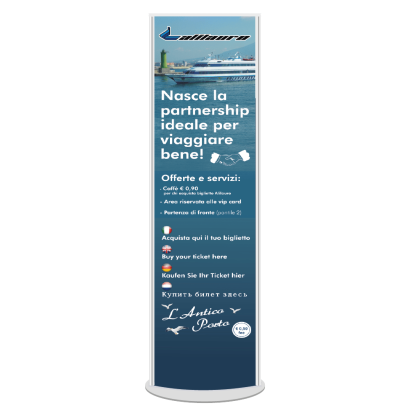Minitotem Bifacciale con Targa 420×1400 mm in Forex e PVC - Versione per esterno