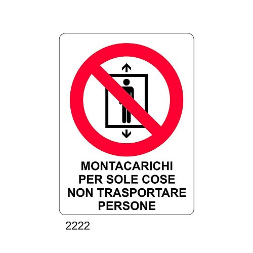 Montacarichi per sole cose, non trasportare persone - B - Alluminio 180x260 mm