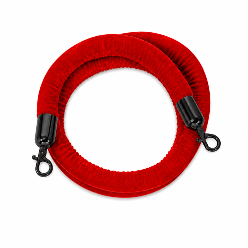 Cordone di delimitazione Rosso in Velluto con moschettoni Neri mt. 2