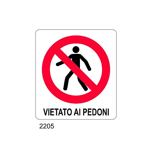Vietato ai pedoni - D - Alluminio 435x530 mm