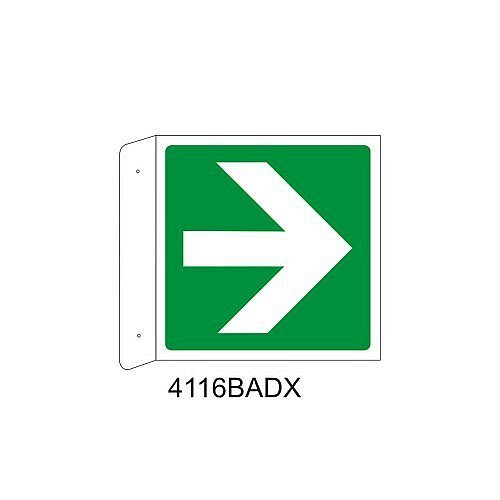 Direzione da seguire lato destro destro - Alluminio - B - 160x160mm - Bifacciale a Bandiera - Non Luminescente