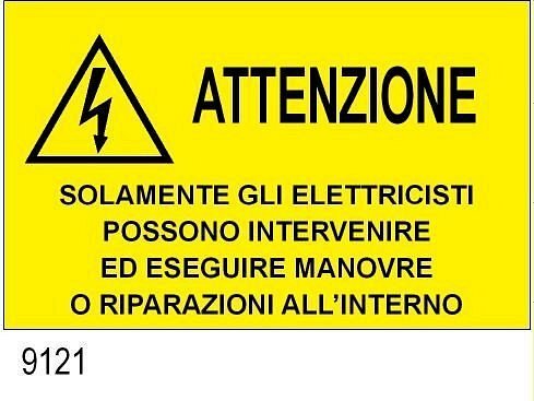 Attenzione solamente gli elettricisti possono intervenire - B - PVC adesivo 165x85 mm - 10Pz