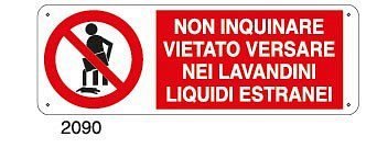 Non inquinare, vietato versare nei lavandini liquidi estranei - E - Alluminio 500x700 mm