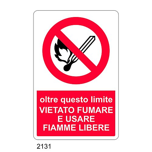 Oltre questo limite vietato fumare e usare fiamme libere - C - Alluminio 330x500 mm