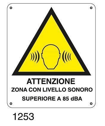 Attenzione zona con livello sonoro superiore a - B - PVC adesivo 220x280 mm