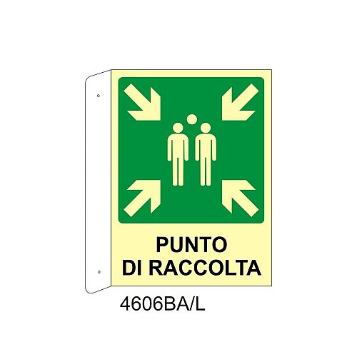 Punto di raccolta - Alluminio - B - 160x210mm - Bifacciale a Bandiera - Luminescente