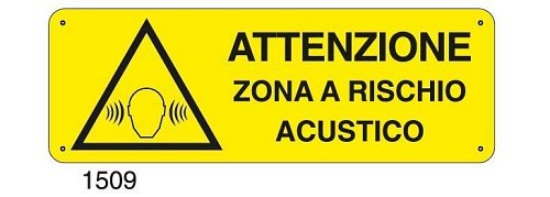 Attenzione zona a rischio acustico - D - Alluminio 1400x500 mm