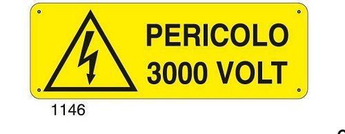 Pericolo 3000 volt - B - Alluminio 765x270 mm