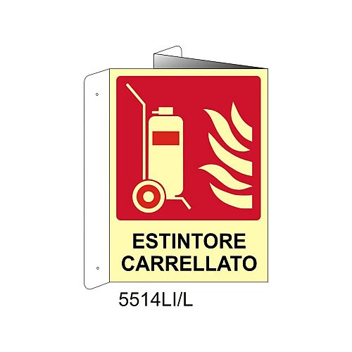 Estintore Carrellato - Alluminio - C - 230x310mm - Bifacciale a Libro - Luminescente