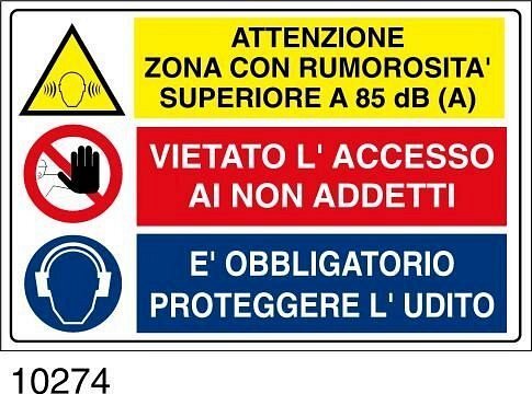 Attenzione zona con rumorosa superiore a 85 dB - A - Alluminio - 500x330 mm.
