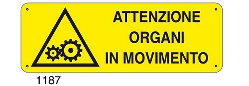 Attenzione organi in movimento - C - Alluminio 330x500 mm - Conf 10 pz.