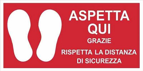 Rispetta la distanza di sicurezza 500x250 mm - Rosso
