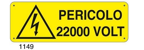 Pericolo 22000 volt - C - Alluminio 330x500 mm