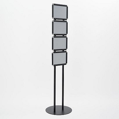 Espositore da Terra con Cornici a Scatto A4 Multiple - Nero - 4 Cornici