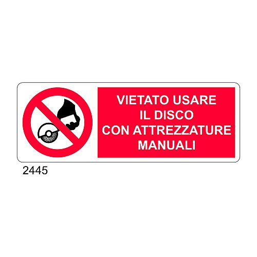 Vietato usare il disco con attrezzature manuali