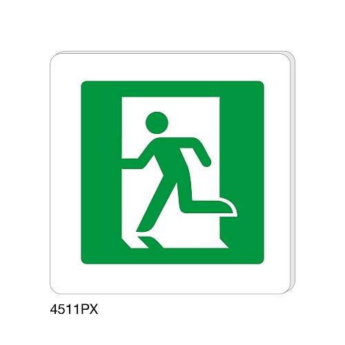 Uscita di emergenza sinistra - Plexiglass - B - 150x150 mm - Bifacciale - Senza Fori
