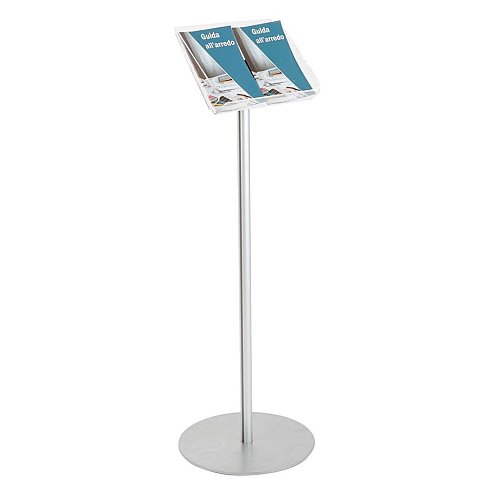 Espositore a Leggio con Ripiano in Plexiglass A4 Orizzontale e Montante in Alluminio
