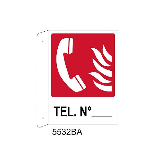 Telefono antincendio N° - Alluminio - B - 160x210mm - Bifacciale a Bandiera - Non Luminescente