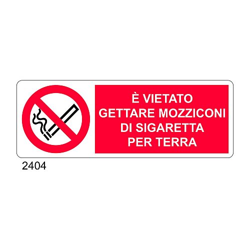 E' vietato gettare mozziconi di sigaretta per terra - A - Alluminio 350x125 mm - Conf 10 pz.