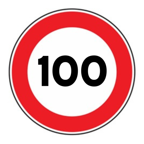 Limite massimo di velocità 100 km/h - A - Ferro - CL.1 40cm