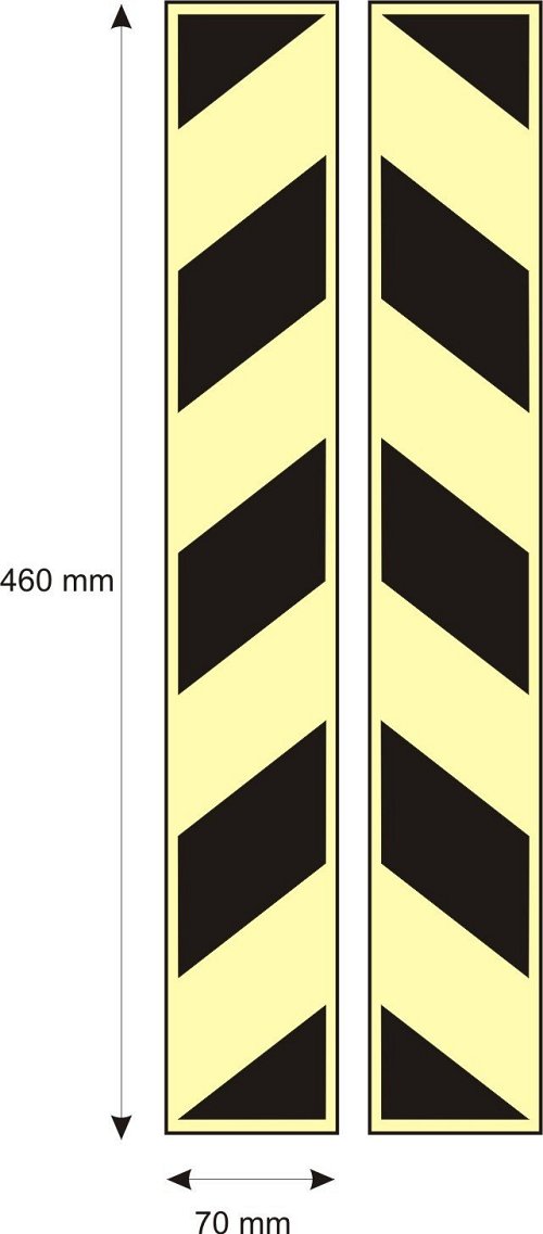 Profilo a Losanghe - Kit. 2 pz. Losanghe Bianco/Rosso su alluminio NON rifrangente 460x70 mm.