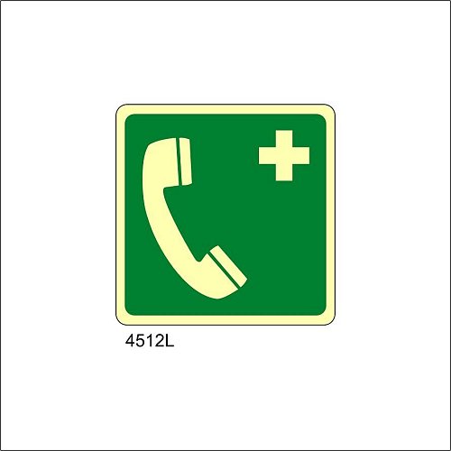 Telefono di Emergenza Luminescente - A - Alluminio Luminescente - 120x120 mm